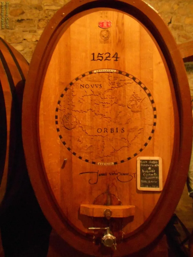 Castello di Verrazzano botte 1524 mappa Giovanni da Verrazzano