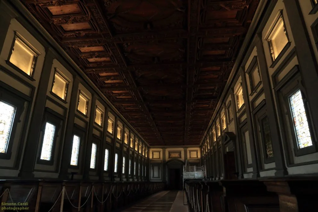 Biblioteca Medicea Laurenziana soffitto in legno di tiglio intagliato da Giovan Battista del Tasso e Antonio di Marco di Giano.