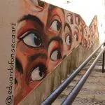 Portogallo, Lisbona, murales occhi, stazione Baixa Chiado