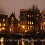 Paesi Bassi, Amsterdam, facciate palazzi di sera
