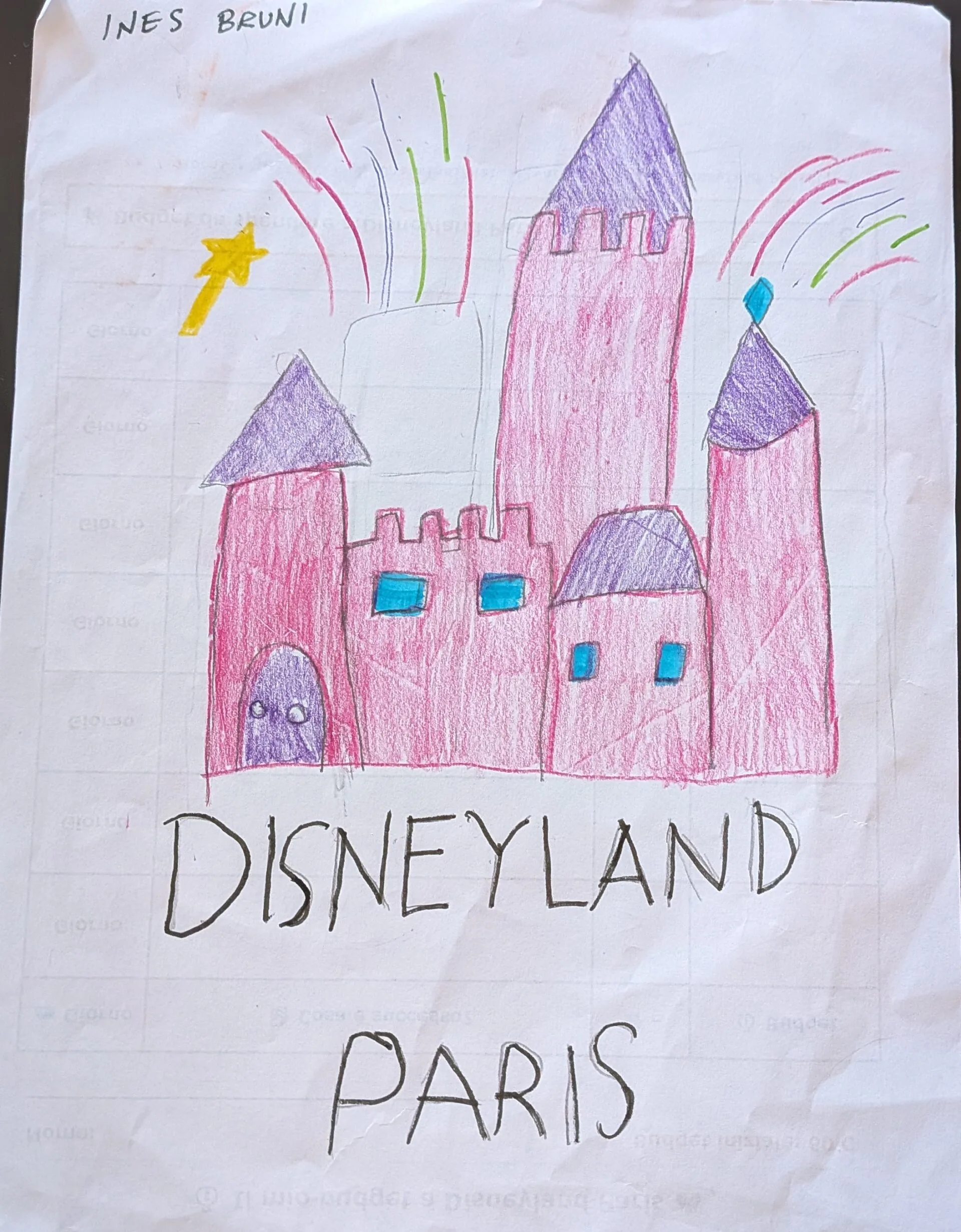 Viaggio Parigi in camper: illustrazione del Castello di Disneyland di Ines.