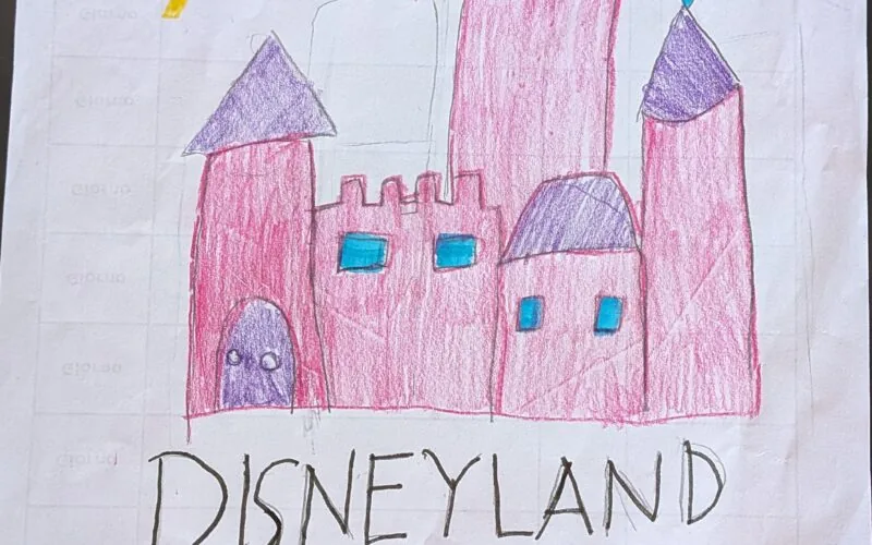 Viaggio Parigi in camper: illustrazione del Castello di Disneyland di Ines.